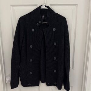 H&M Charcoal Knit Button-Up Sweater
